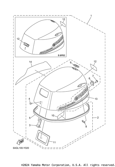 Yamaha Top Cowling Assembly | 6AG-42610-80-00