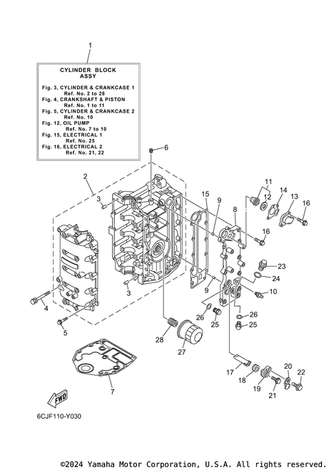 Yamaha Cylinder Block Assembly | 6CJ-W009B-04-9S