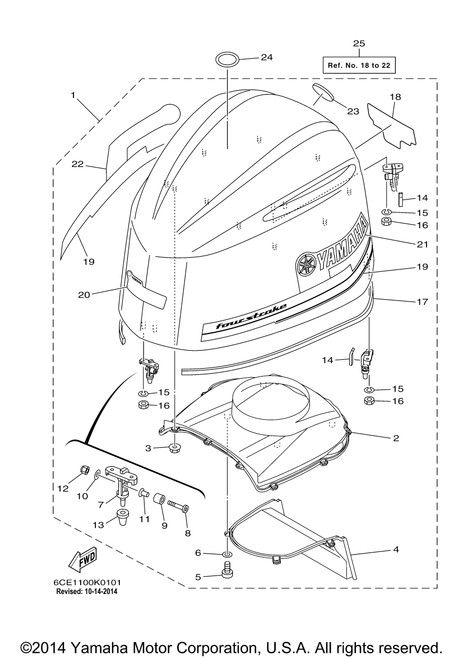Yamaha Top Cowling Grapic Set, F225F | 6CL-W4267-00-00