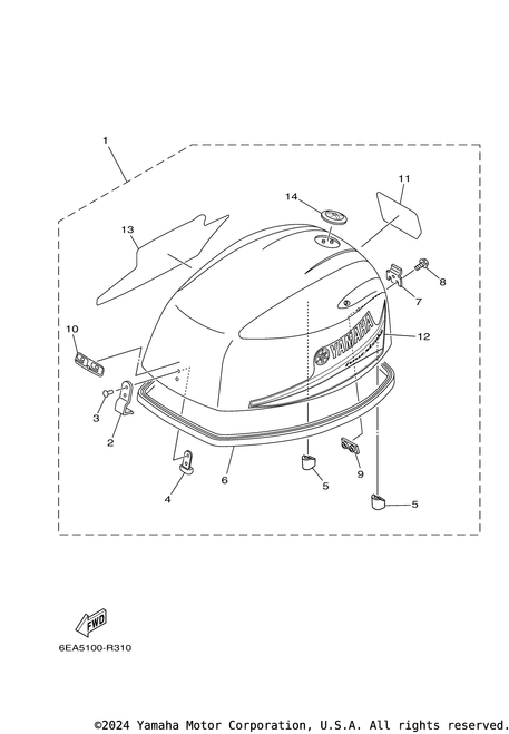 Yamaha Top Cowling Assembly | 6EA-42610-V2-00