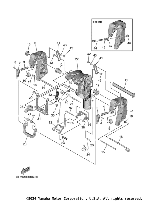 Yamaha Bracket, Swivel 1 | 6FM-43311-00-CH