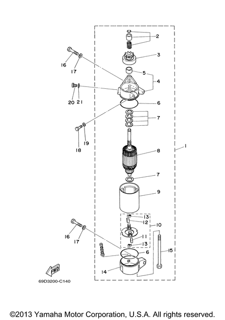 Yamaha Starting Motor Assembly | 6H3-81800-11-00