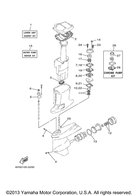 Yamaha Lower Unit Gasket Kit | 6H3-W0001-22-00