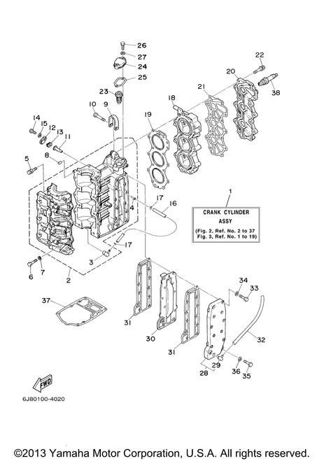 Yamaha Gasket, Upper Casing | 6J8-45113-A0-00