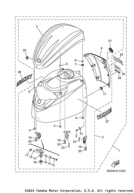 Yamaha Top Cowling Assembly | 6KA-42610-01-CE