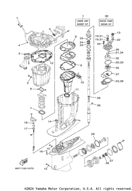 Yamaha Lower Unit Gasket Kit | 6KA-W0001-20-00