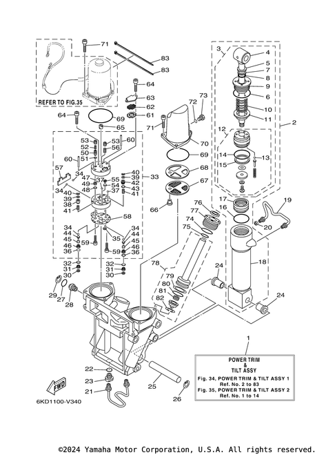 Yamaha Power Trim & Tilt Assembly | 6KA-W4380-01-8D