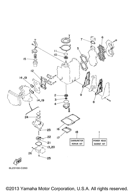 Yamaha Power Head Gasket Kit | 6L2-W0001-03-00