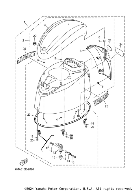 Yamaha Top Cowling W-O Gr | 6LH-4261A-00-8D
