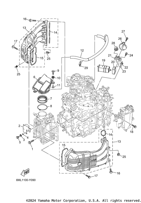 Yamaha Gasket, Manifold 2 | 6ML-13646-00-00