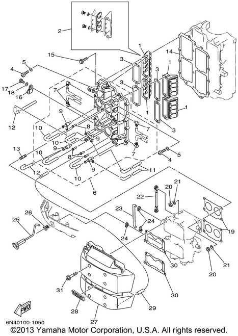 Yamaha Silencer Assembly, Intake | 6N7-14440-01-00