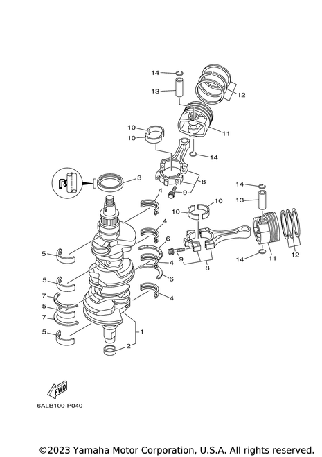 Yamaha Plane Bearing, Crankshaft 2 | 6P2-11417-20-00