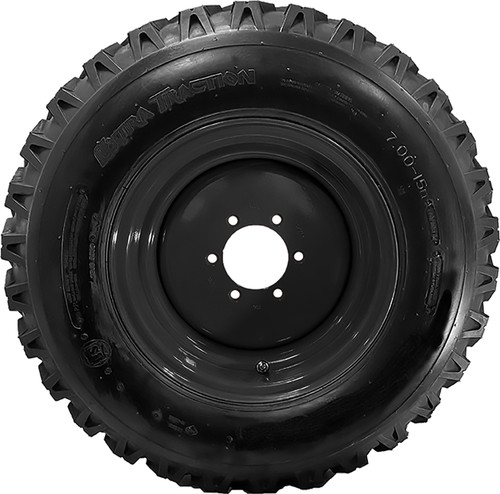 Bobcat S550 - 7.50x16 (7.50-16) OTR 10-Ply Skid Steer Heavy Duty Tire Mounted on Gloss Black Rims