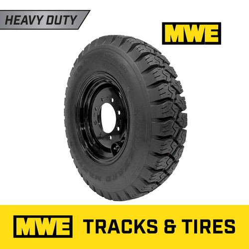 Bobcat S64 - 7.50x16 (7.50-16) OTR 10-Ply Skid Steer Heavy Duty Tire Mounted on Gloss Black Rims