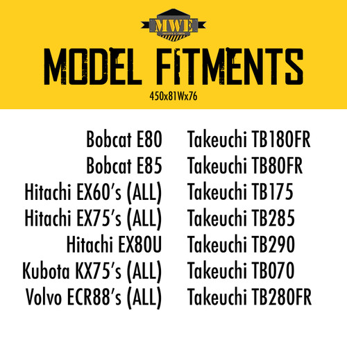 Takeuchi TB290 - 18" MWE Heavy Duty Block Pattern Rubber Track (450x81Wx76)