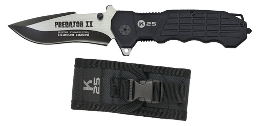 Hero K25 Predator II Titanium Folding Pocket Knife – Black 7Cr17MoV Blade with Black Aluminum Handle SKU: 18789