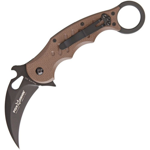 Hero Fox FOX479E Folding Karambit – Black N690Co Blade with Dark Earth G10 Handle SKU: FOX479E