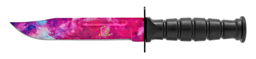 Falcon Purple Galaxy 440 Black ABS Fixed Bayonet with black 440 stainless steel blade and purple galaxy ABS handle