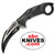 Hero – M48 Titan Black D2 Black G10 Folding Karambit open with curved black D2 steel blade and textured black G10 handle