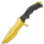 Bowie - Black Legion Solar Gold bowie/tanto displayed, emphasizing clip/belly profile and solid black TPU handle