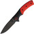 Rough Rider Black Stainless Black Red G10 Folding Pocket Knife shown open with black coated drop point blade extended and black and red G10 handle visible