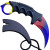 Marble Fade Ice and Fire 3Cr13 Black ABS Fixed Karambit Neck Knife shown fully unsheathed with sheath positioned underneath in the same image