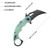 Kubey Mini Wrath Black Stonewash folding karambit shown open with blade, handle, and full specs and measurements layout displayed