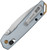 Kershaw Mini Iridium Stonewashed D2 Ice Blue 6061-T6 Folding Pocket Knife shown closed clipside with pocket clip and ice blue aluminum handle visible