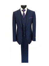 Navy Blue 2 Button 3-Piece Slim Fit Suit