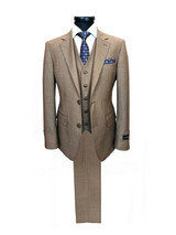 Men’s Slim Fit 3-Piece Wool-Blend Suit – Light Brown