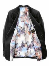 Grey Velvet Slim Fit Blazer