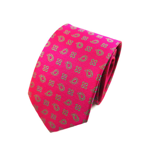 Magenta Geometric Tie & Pocket Set