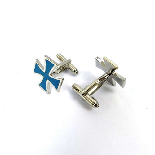 Blue Medieval Cross Cufflinks