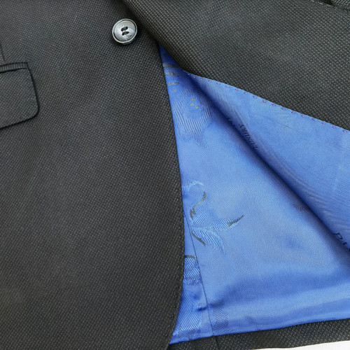 Black Textured Two Button Slim Fit Suit