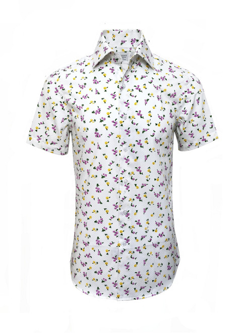 White Berry Print Short Sleeves Shirt