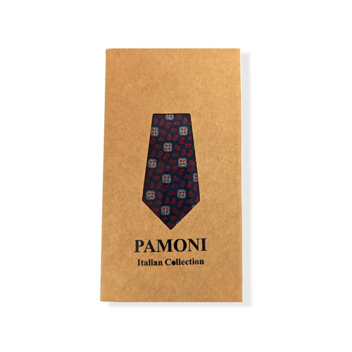 Blue and Red Geometric Tie & Pocket Square Set