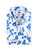 White and Blue Floral Print Short Sleeves Shirt