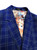 Royal blue check two buttons blazer closeup - Pamoni