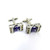 Silver Purple Gem Stone Rectangle Cufflinks