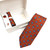 Coral & Blue Geometric Tie & Cufflinks Set