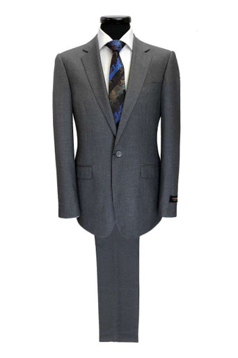 Grey 1-button Regular Fit Suit - Pamoni