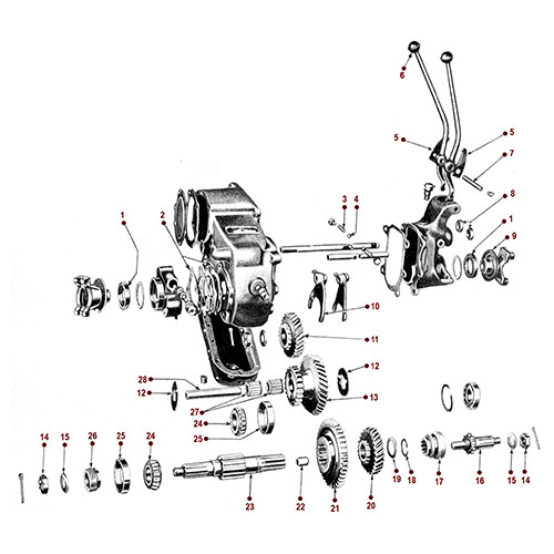 Transfer Case Diagrams - Willys CJ-5, 6