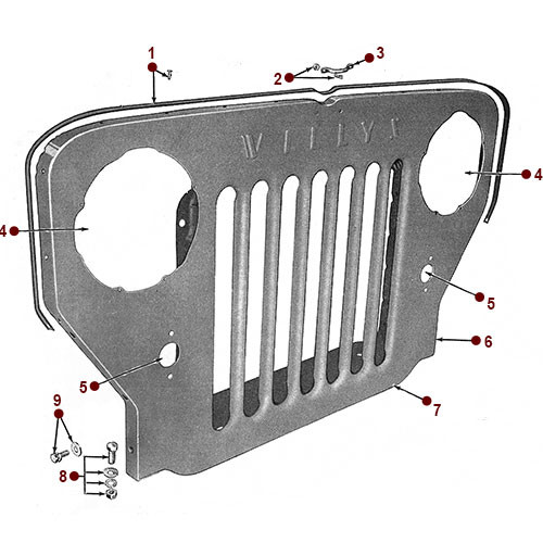 Body - Grille - 53-64 CJ-3B