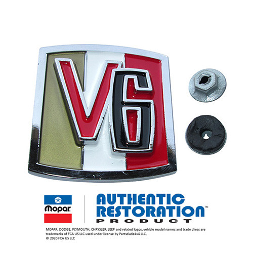 Reproduction "V6" Emblem Fits 66-73 CJ-5, Jeepster Commando
