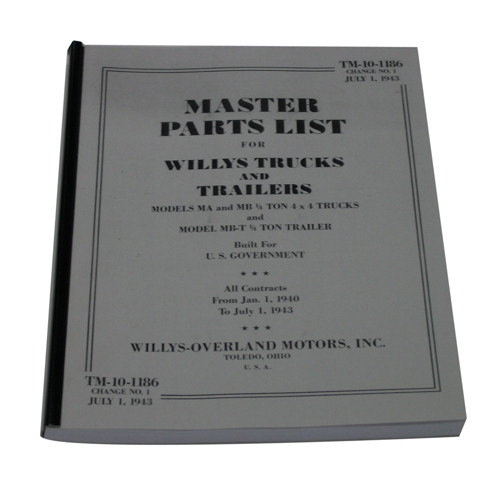 Master Parts List Manual (194 pages) Fits  41-45 MB, GPW