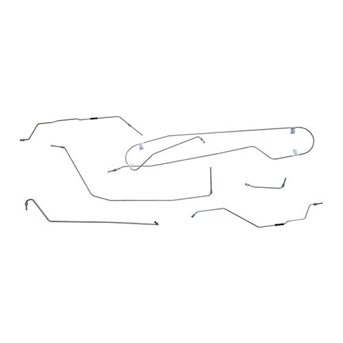 US Made Complete Formed Steel Brake Line Kit (9" brakes) Fits 56-67 CJ-3B, 5 for flexible hoses to front wheel cylinder