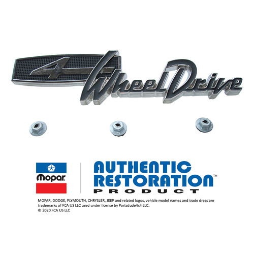 Reproduction Tailgate "4 Wheel Drive" Emblem Fits 66-69 Jeepster Commando