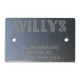 "Willys" Frame Data Plate (rectangular style) Fits  41-71 MB, CJ-3A, 3B, 5, 6
