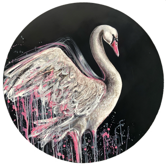 Swan Spirit, Dance of Love (75 x 75cm round canvas)