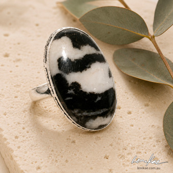 Zebra Jasper Ring (Size 9 US)